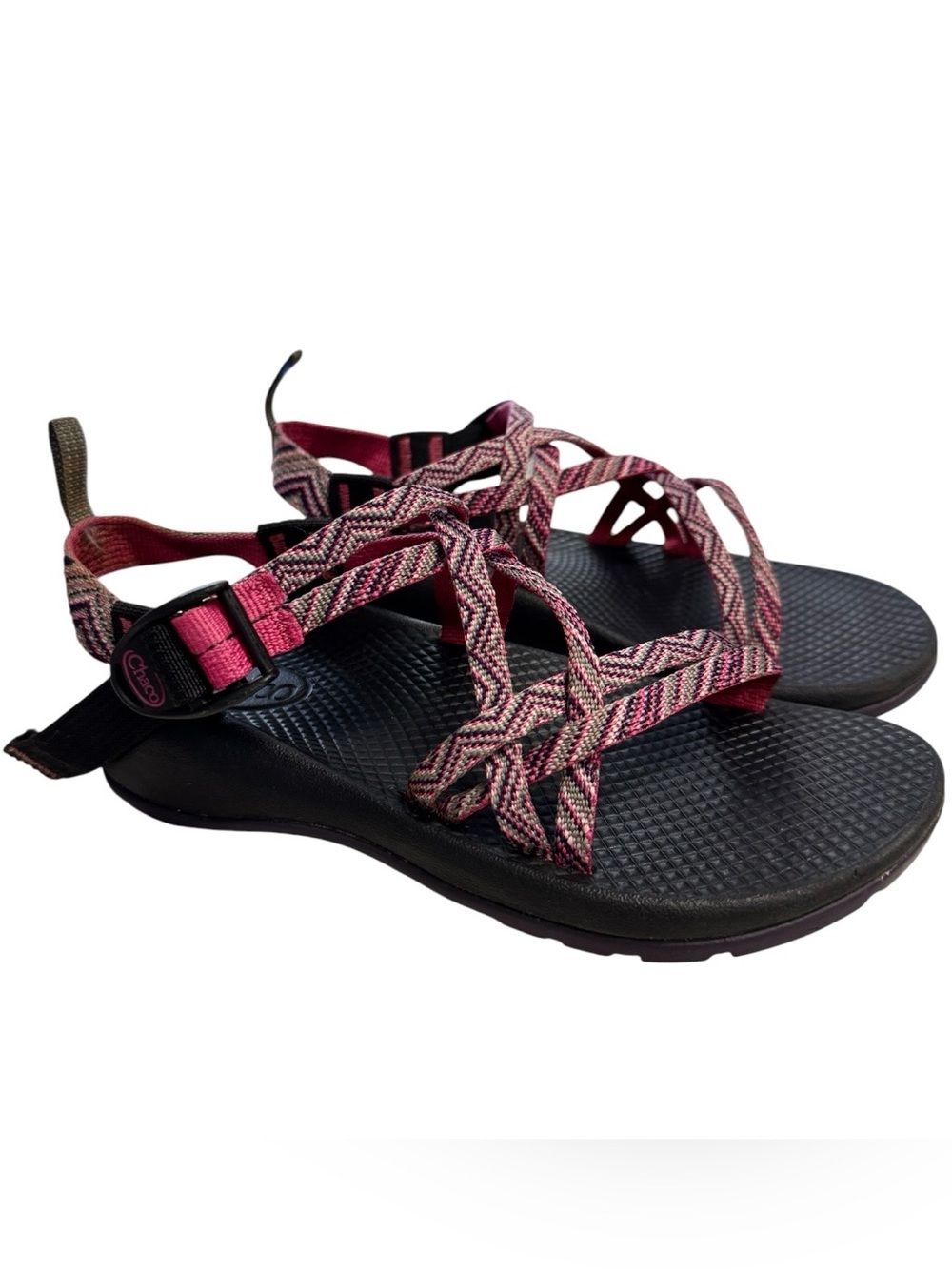Chaco Girls ZX1 Pink Gray Patterned Strapped Sport Sandals Sz.4